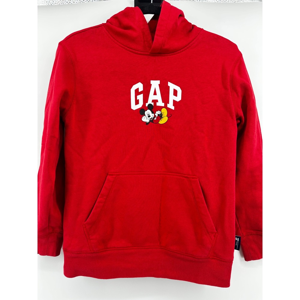 Gap x Disney Hoodie Kids Large 10 Red Mickey Mouse Pullover Fleece - Picture 1 of 8